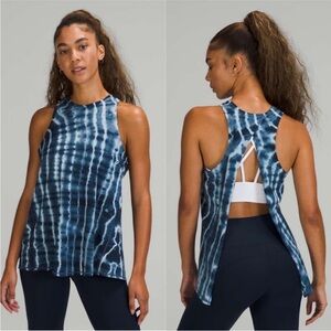 Lululemon All Tied Up Tank Top Shibori Square Ocean Air True Navy SZ 0